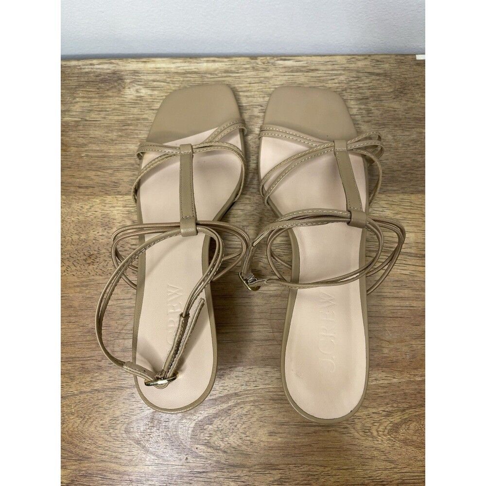 J. Crew Strappy Kitten Heel Leather Sandals Caramel Frappe Size 8 CH314 - Picture 10 of 16